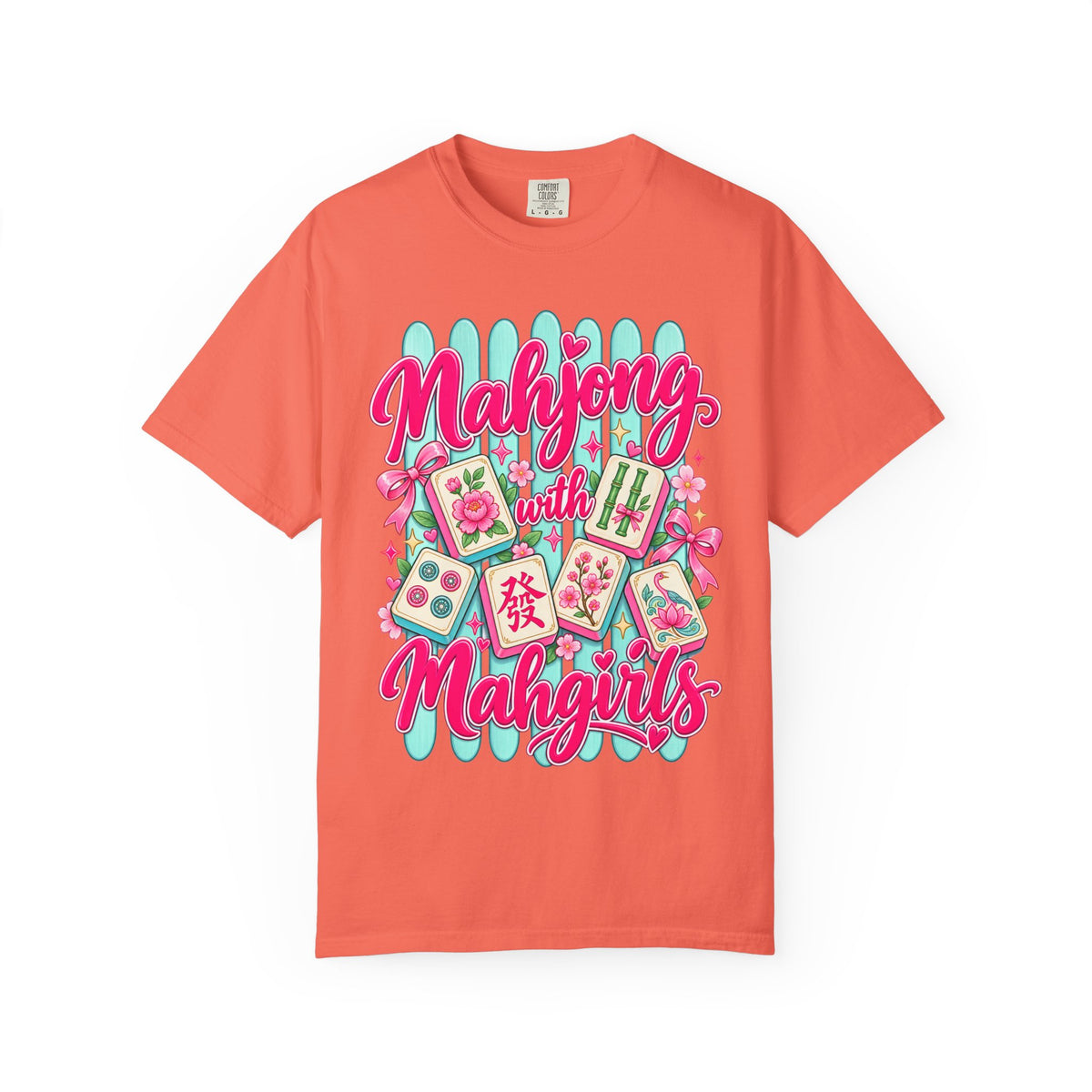 Mahjong with Mahgirls T-Shirt — Cute Floral Mahjong Tiles Tee for Mahjong Lovers