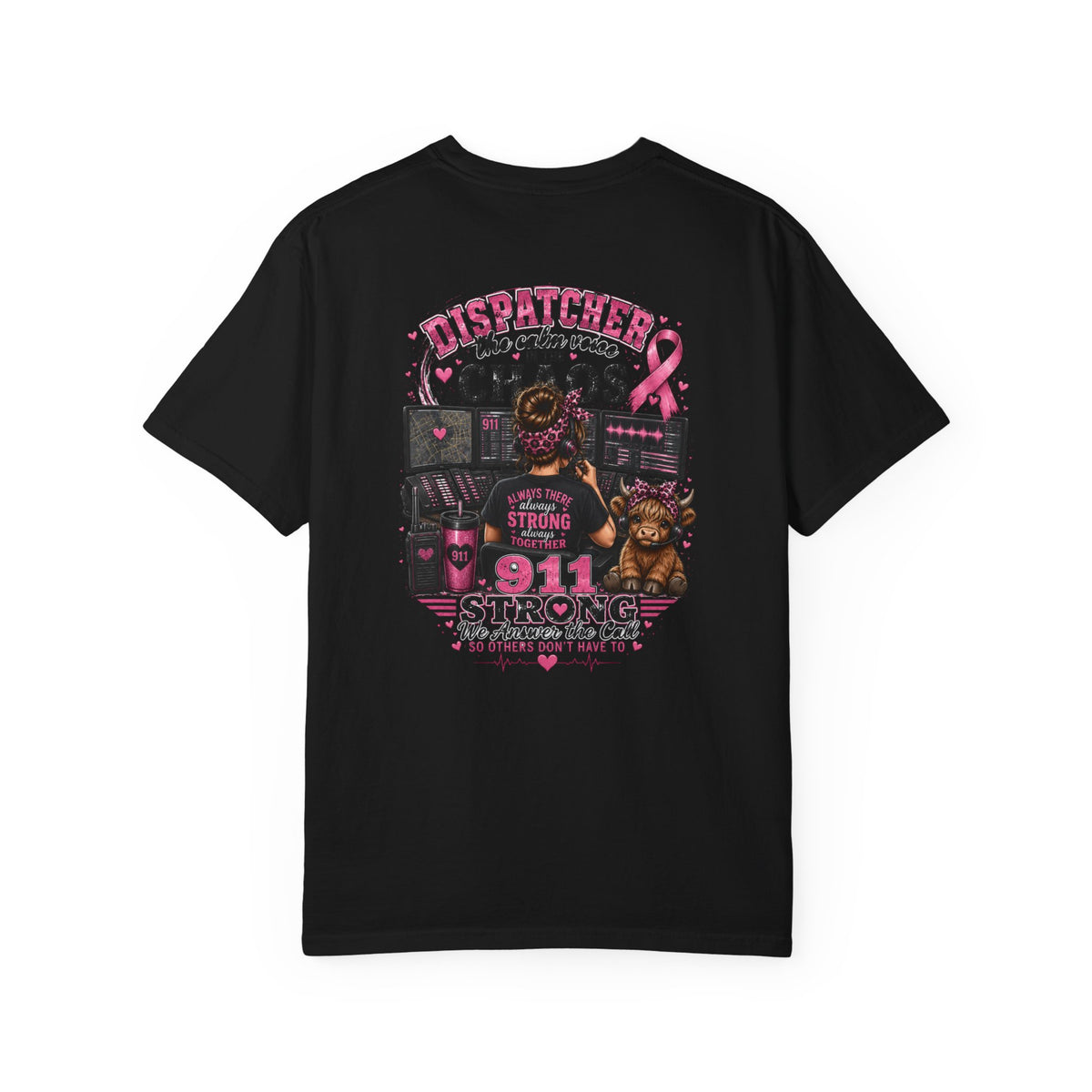 911 Dispatcher T-Shirt - "The Calm Voice in the Chaos" Breast Cancer Awareness