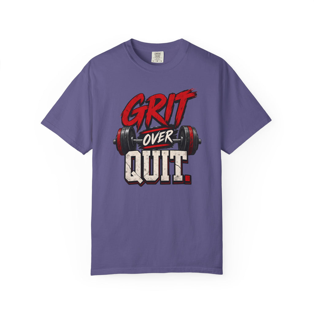 Grit Over Quit TShirt Motivational Weightlifting Gym Tee