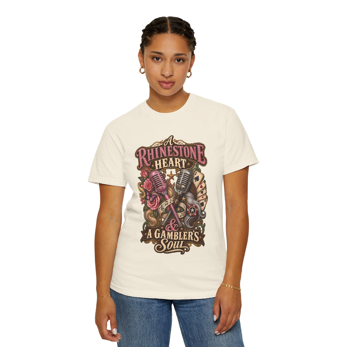 Rhinestone Heart Country Girl T-Shirt Memorial Dolly