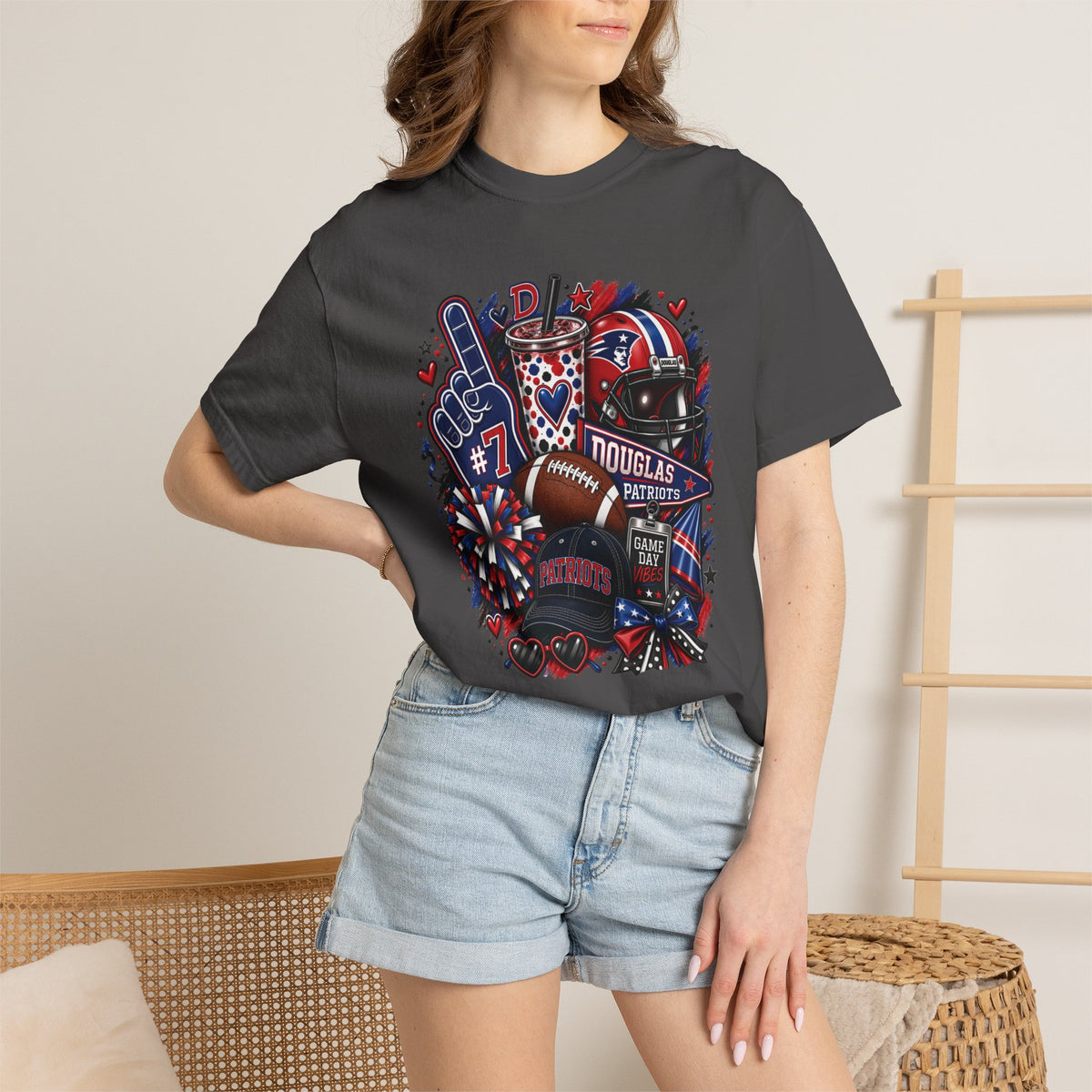 Patriotic Football Fan T-Shirt — Red White Blue Game Day Tee