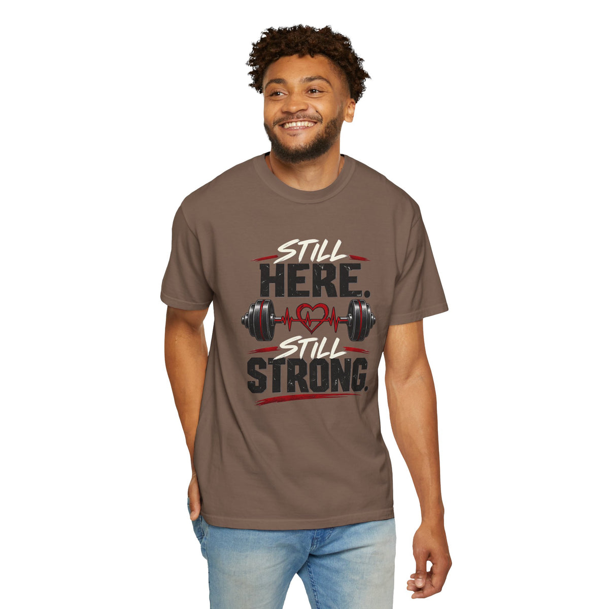 Here Strong Weightlifting TShirt Fitness Gym Graphic Tee