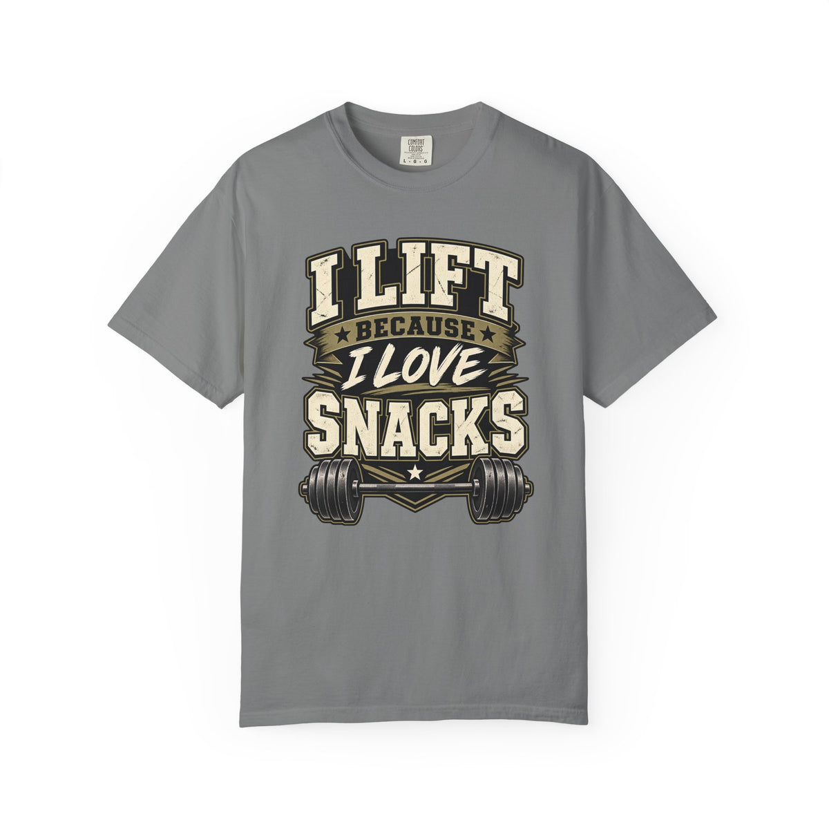 I Lift Because I Love Snacks T-Shirt — Funny Gym Weightlifting Tee