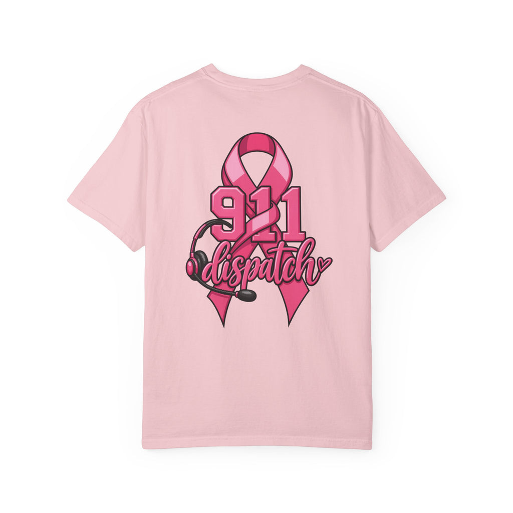 911 Dispatch Pink Ribbon T‑Shirt — Breast Cancer Awareness Dispatcher Tee