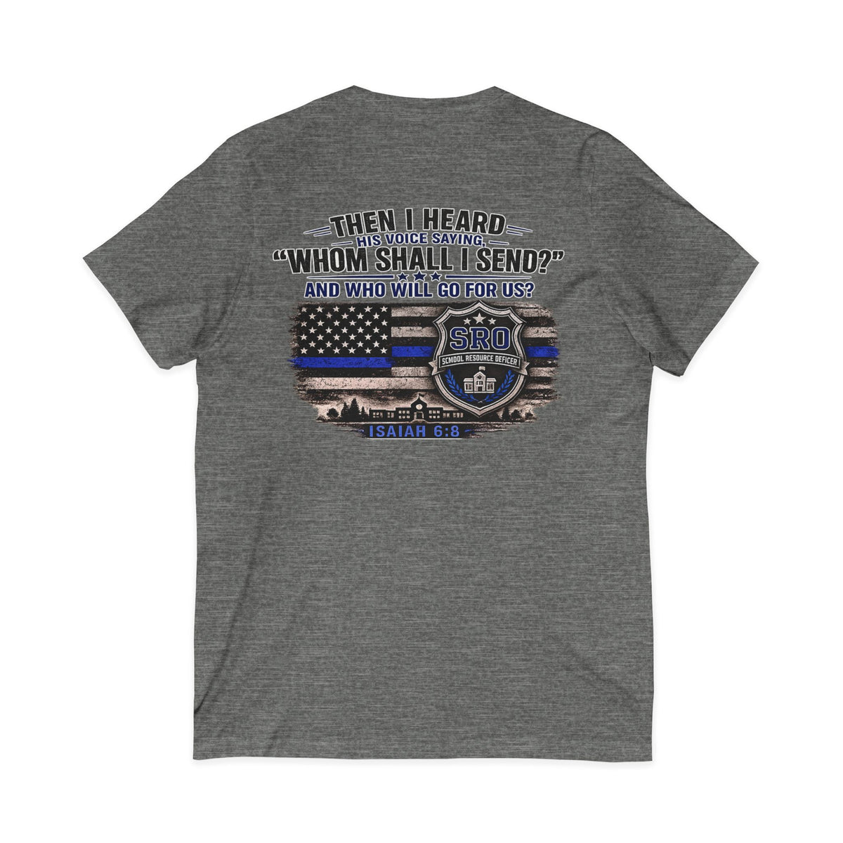 SPOUSE SRO V-Neck Tee — "Then I Heard His Voice Saying Whom Shall I Send"