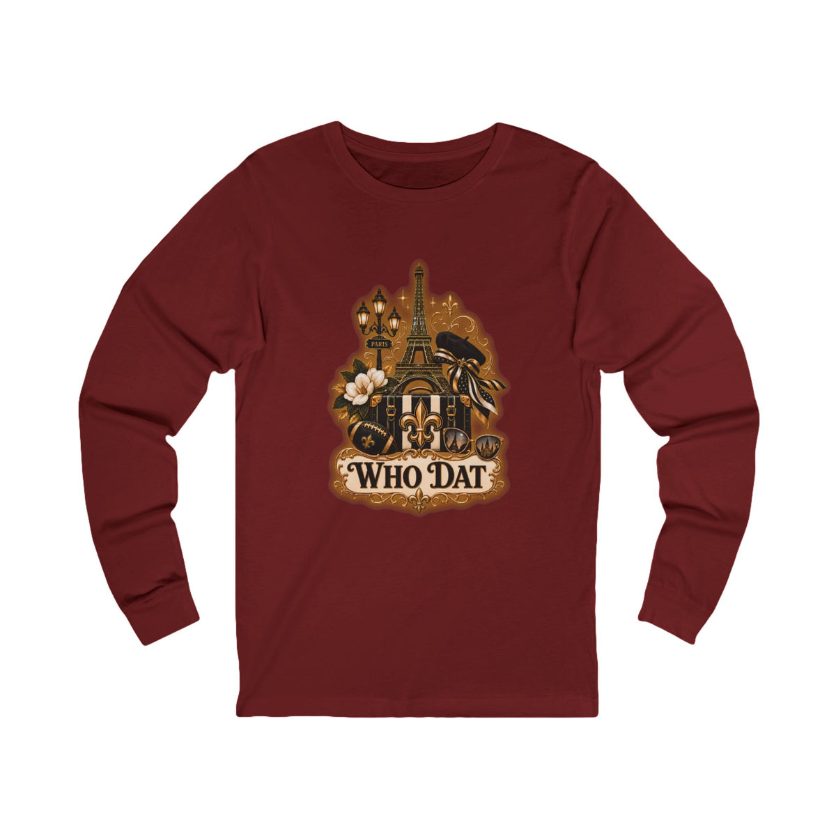 Who Dat Long Sleeve Tee — Vintage New Orleans Fleur-de-Lis Design