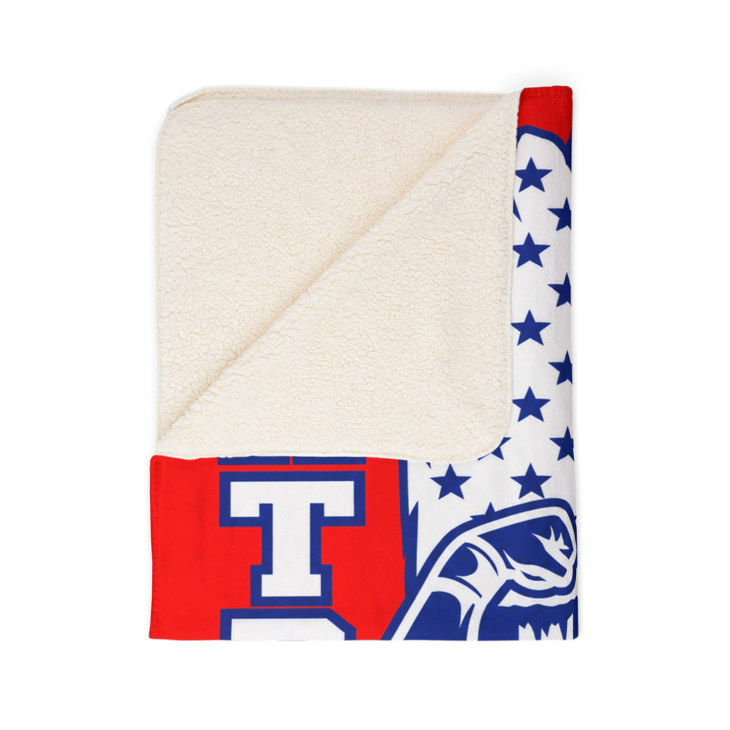 Patriots Personalized Sherpa Blanket - American Flag Muscleman with Name (Fleece)
