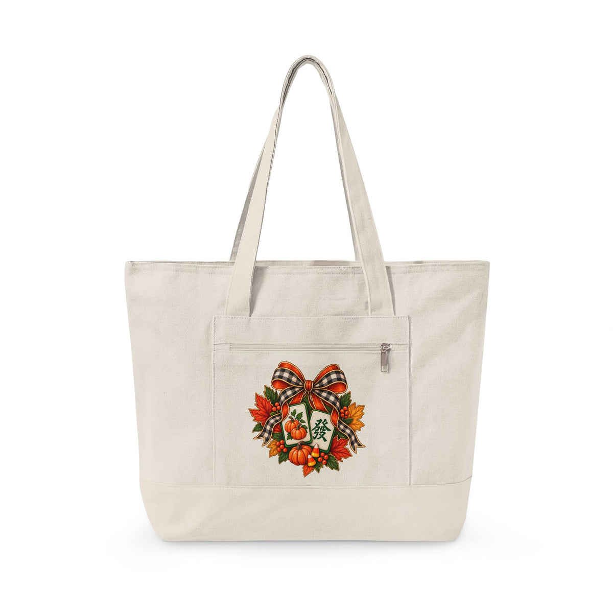 Fall Canvas Mahjong Zippered Tote
