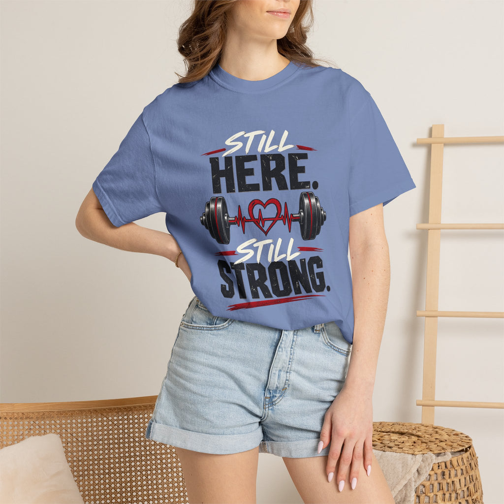 Here Strong Weightlifting TShirt Fitness Gym Graphic Tee