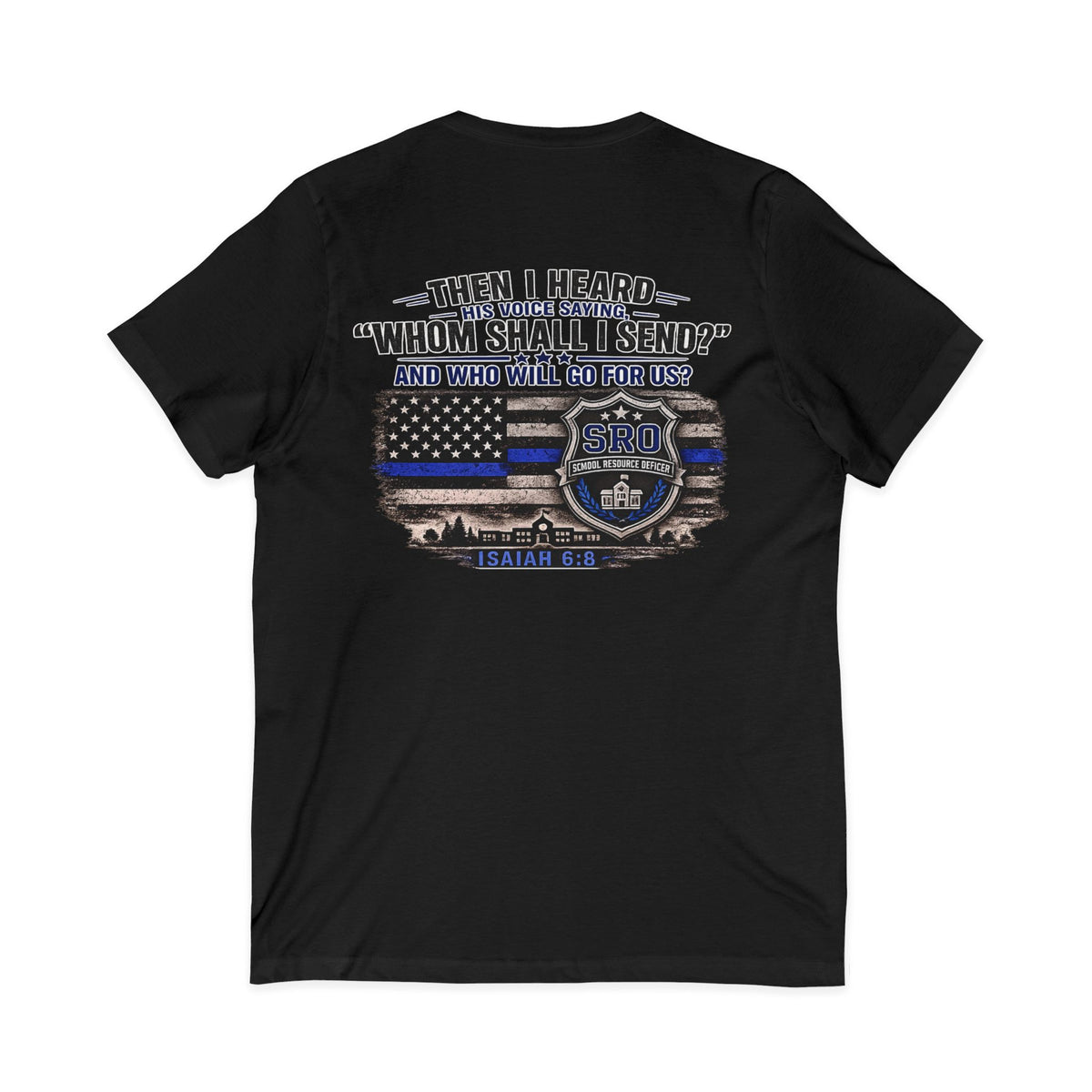 SPOUSE SRO V-Neck Tee — "Then I Heard His Voice Saying Whom Shall I Send"
