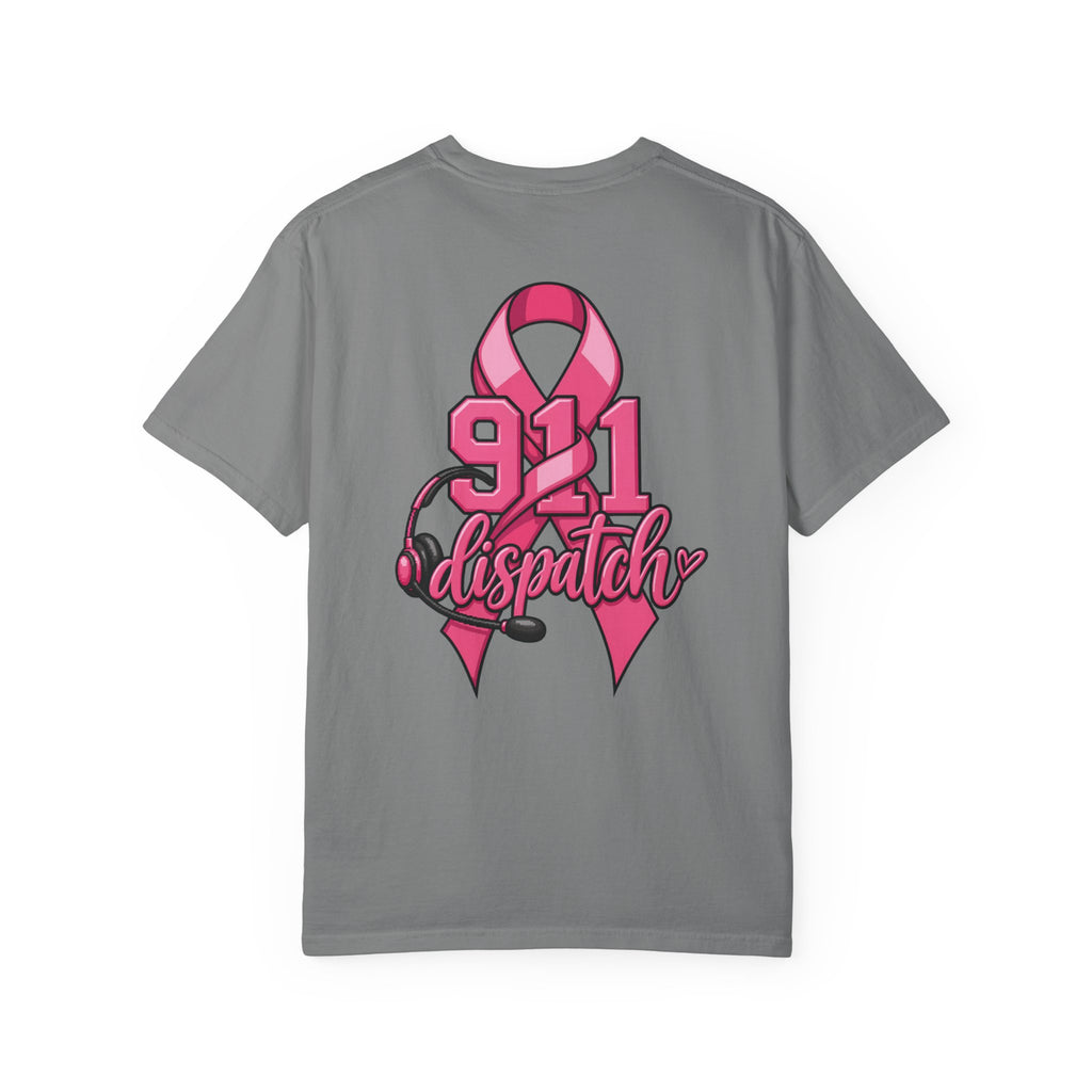 911 Dispatch Pink Ribbon T‑Shirt — Breast Cancer Awareness Dispatcher Tee