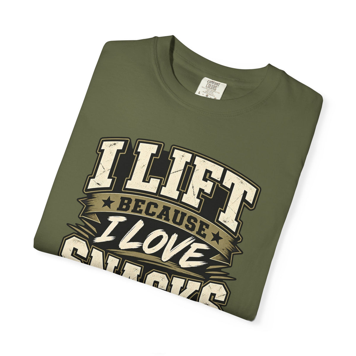 I Lift Because I Love Snacks T-Shirt — Funny Gym Weightlifting Tee