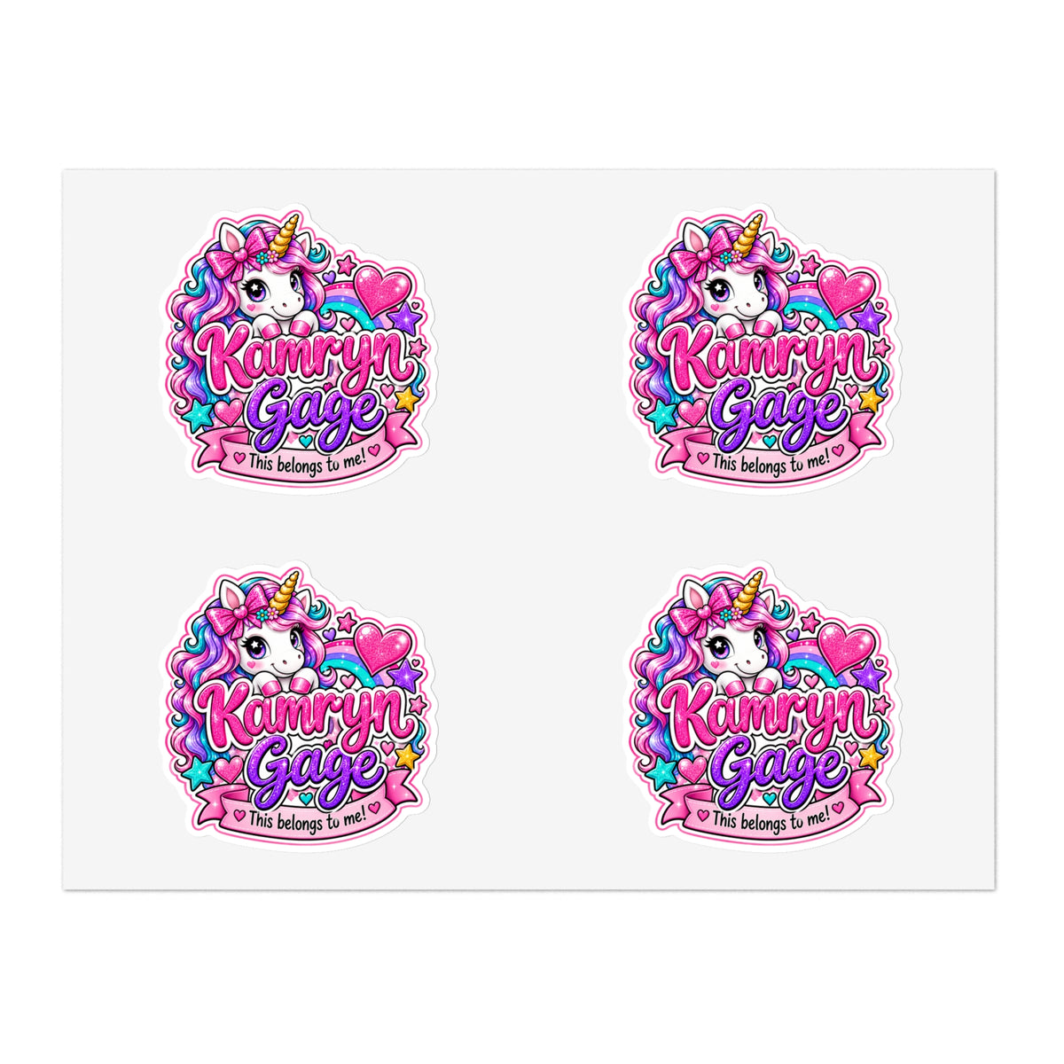 Unicorn Sticker Sheet - 10pc Pastel Glitter Decals
