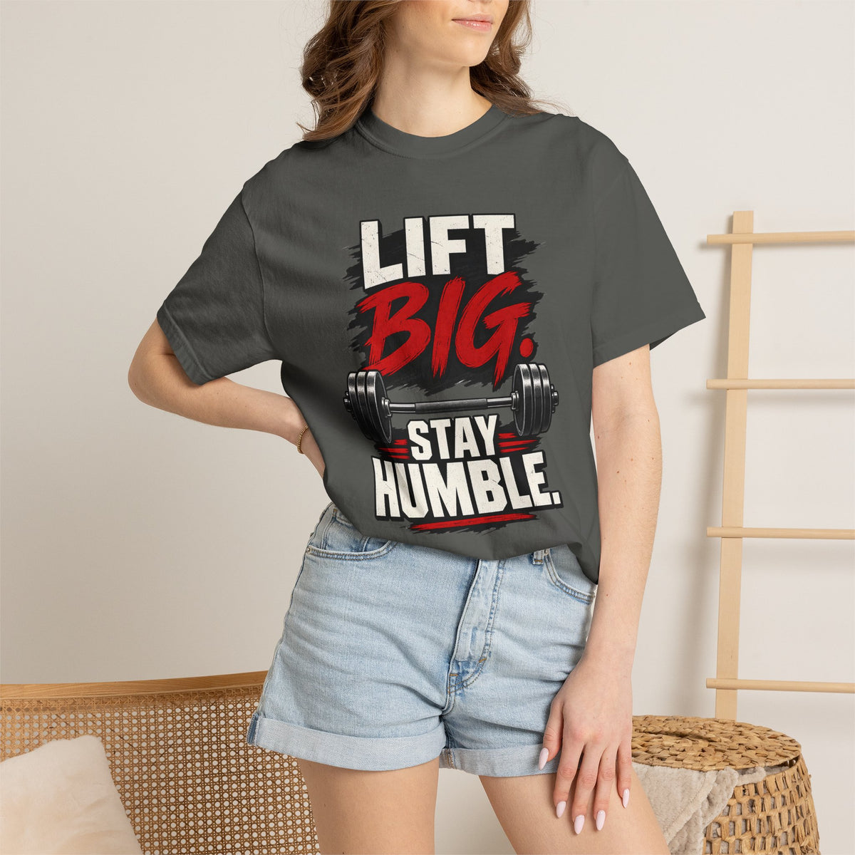 Lift Big Stay Humble TShirt Motivational Gym Workout Tee