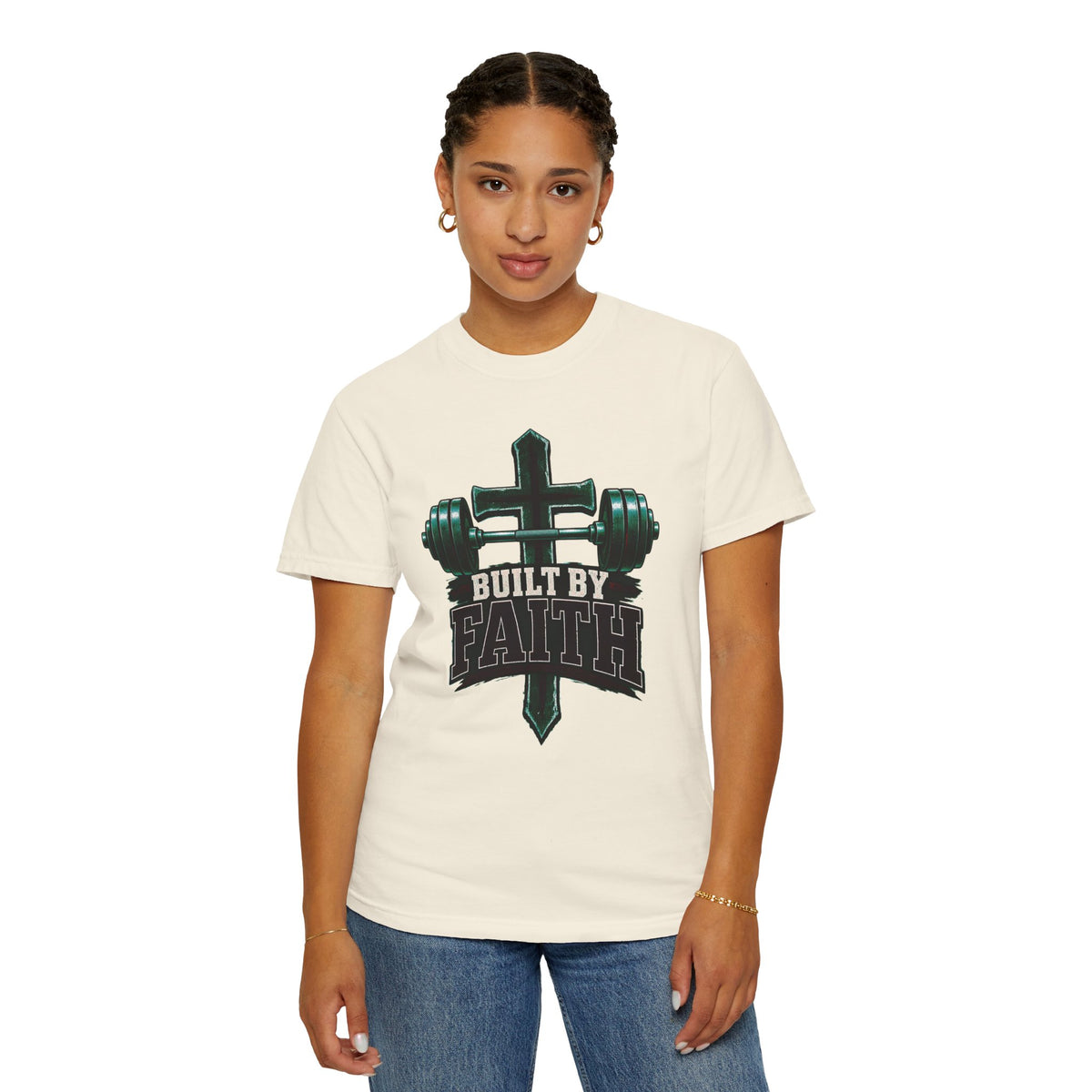 Built by Faith Cross & Barbell T-Shirt