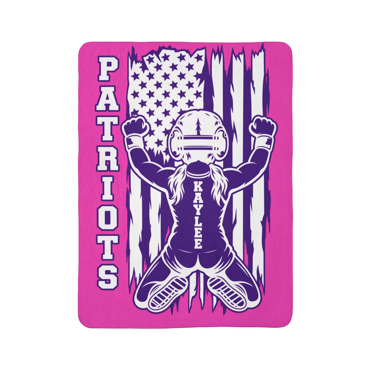 Patriots Football Player Personalized Sherpa Blanket Pink Team Spirit Throw Custom Name
