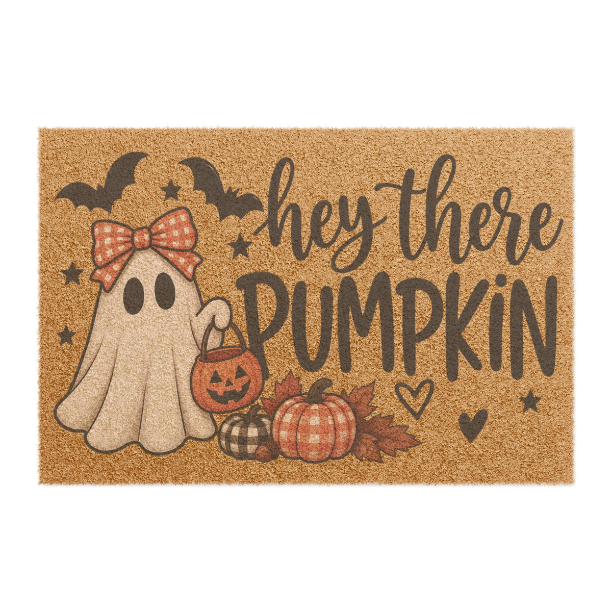 Hey There Pumpkin Halloween Doormat Cute Ghost Pumpkin Fall Welcome Mat