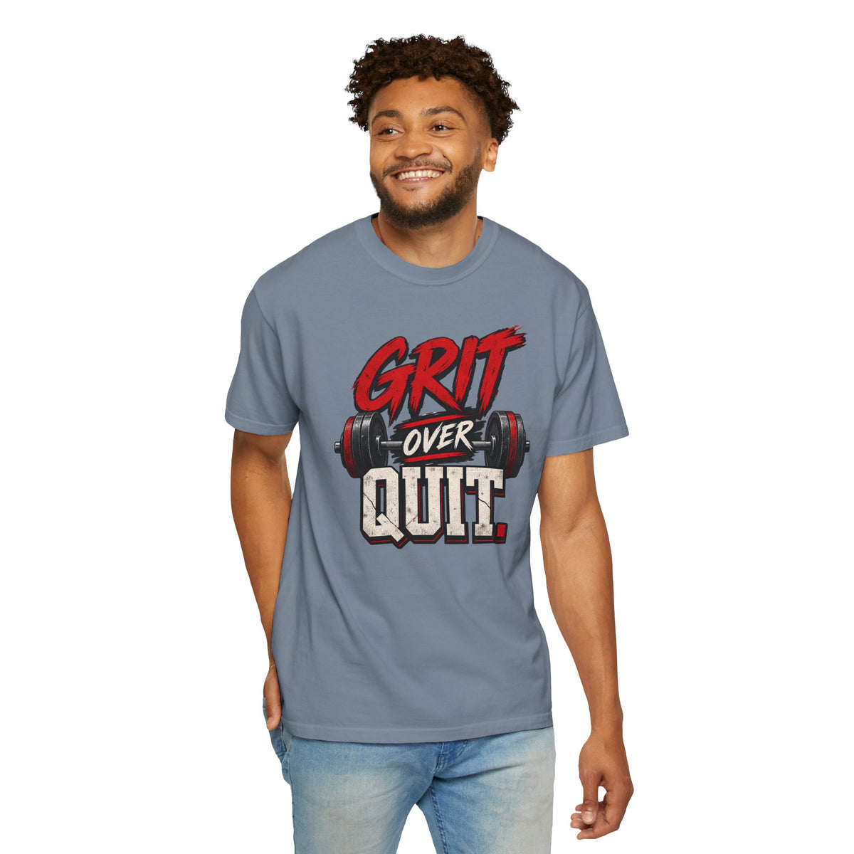 Grit Over Quit TShirt Motivational Weightlifting Gym Tee
