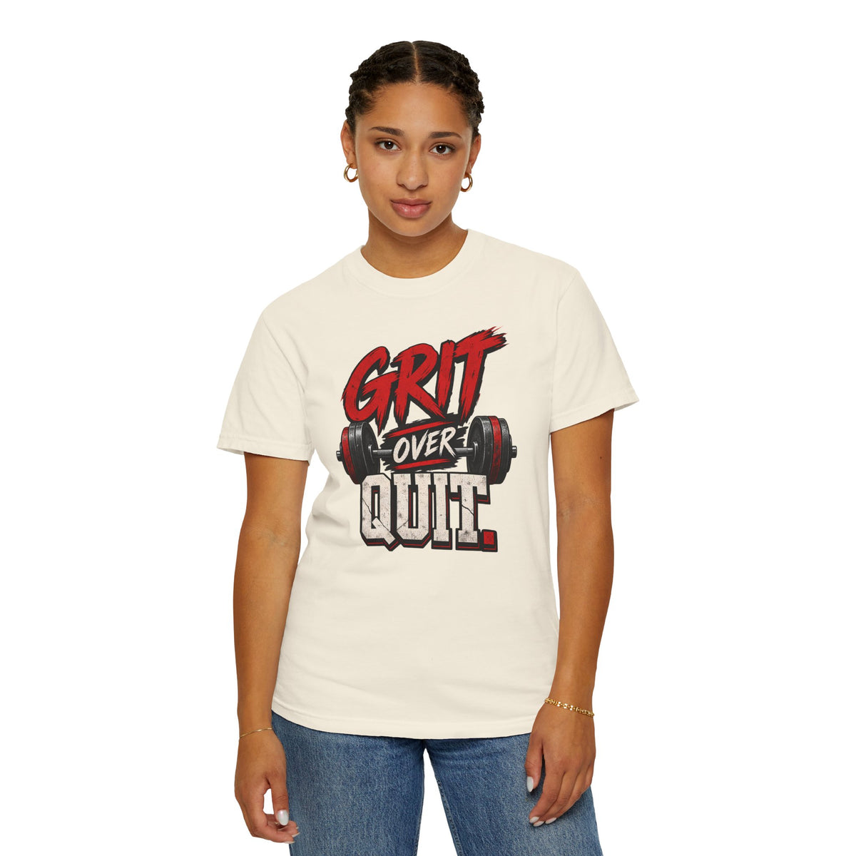 Grit Over Quit TShirt Motivational Weightlifting Gym Tee