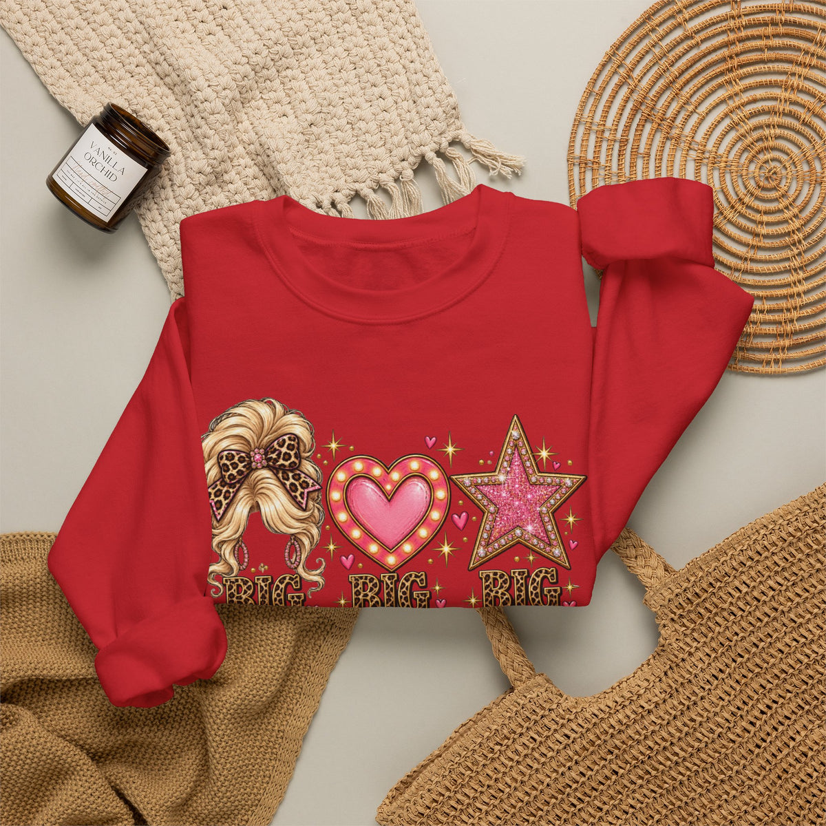 Crewneck Sweatshirt - Big Hair Big Heart Big Dreams Graphic