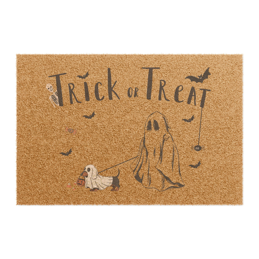 Trick or Treat Halloween Doormat — Ghost & Pup Porch Welcome Mat