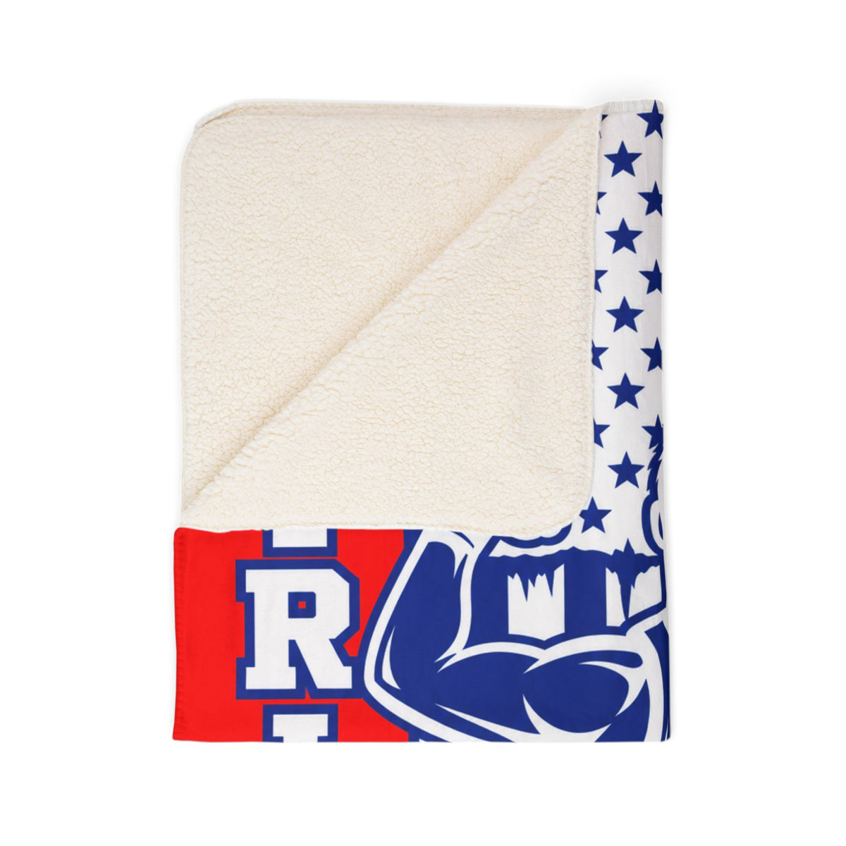 Patriots Personalized Sherpa Blanket - American Flag Muscleman with Name (Fleece)