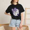 Volleyball Heart Purple Bow Graphic Tee