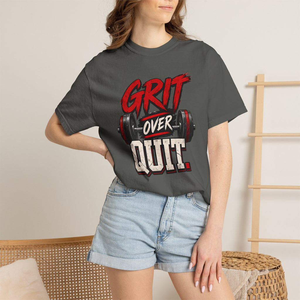 Grit Over Quit TShirt Motivational Weightlifting Gym Tee