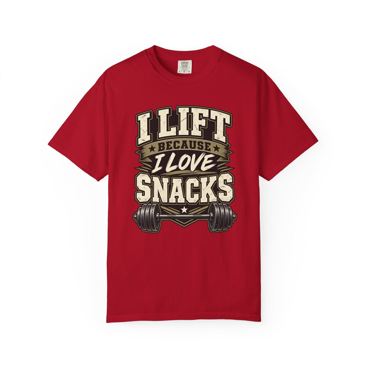 I Lift Because I Love Snacks T-Shirt — Funny Gym Weightlifting Tee