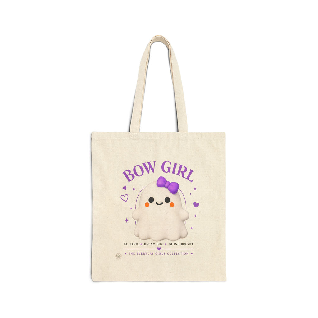 Bow Girl™ Ghost Canvas Tote Bag - Reusable Shopping & Gift Tote