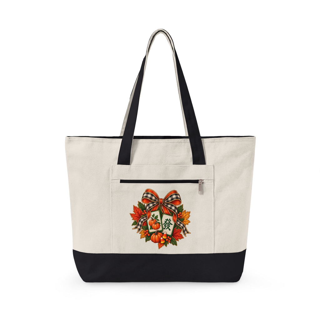 Fall Canvas Mahjong Zippered Tote