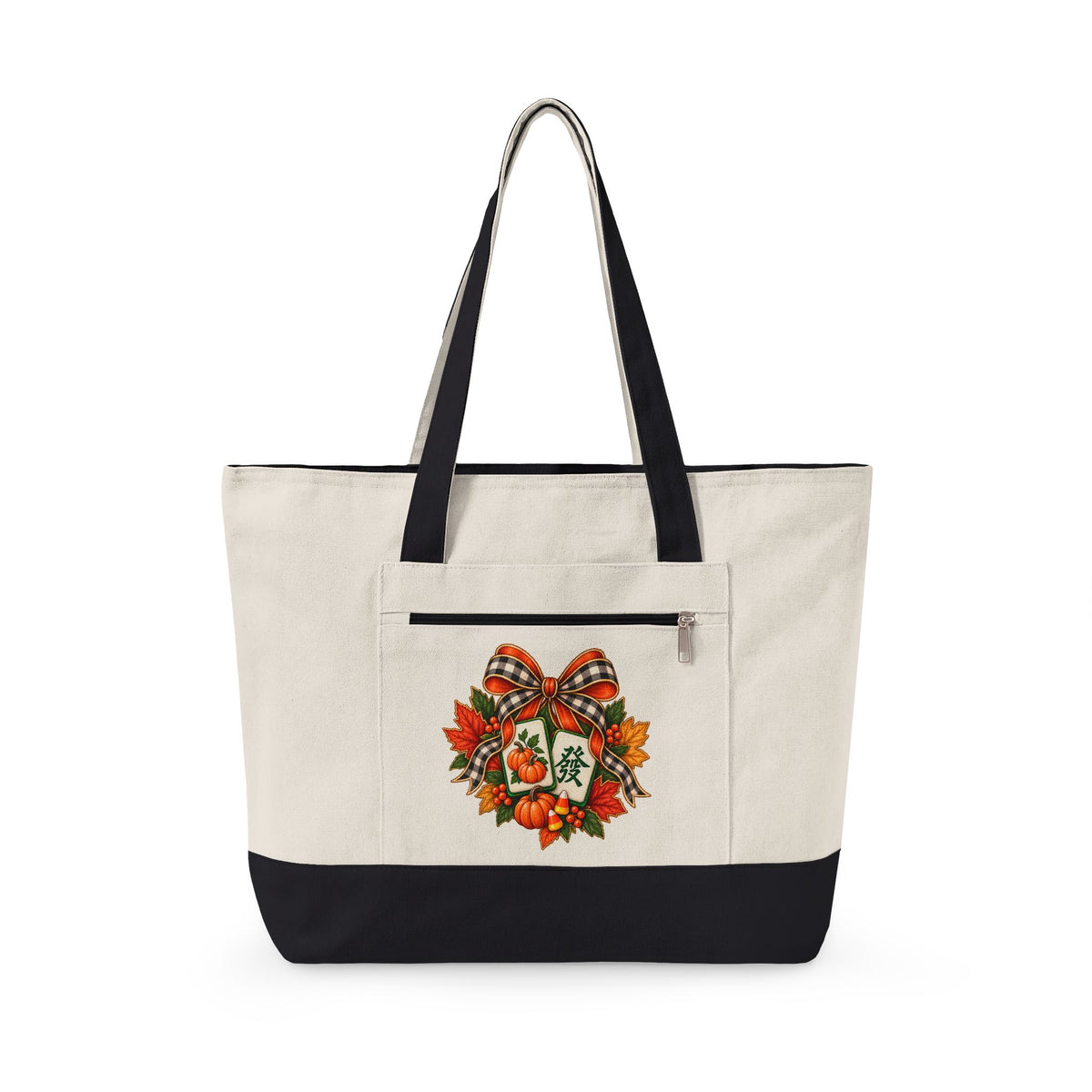 Fall Canvas Mahjong Zippered Tote