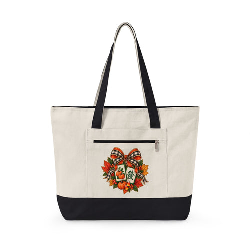 Fall Canvas Mahjong Zippered Tote