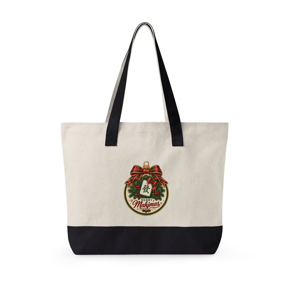 Christmas Canvas Mahjong Zippered Tote