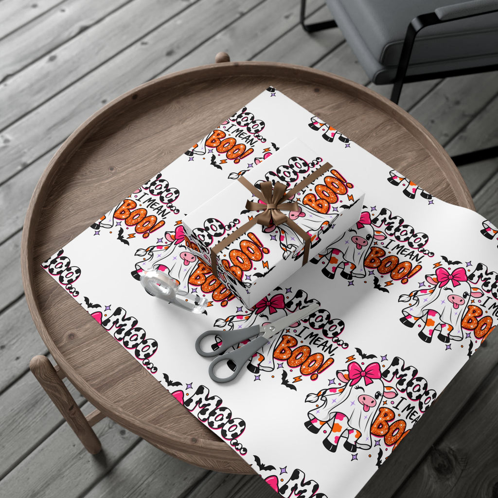 Halloween Cow 'Moo I Mean Boo!' Gift Wrap Paper