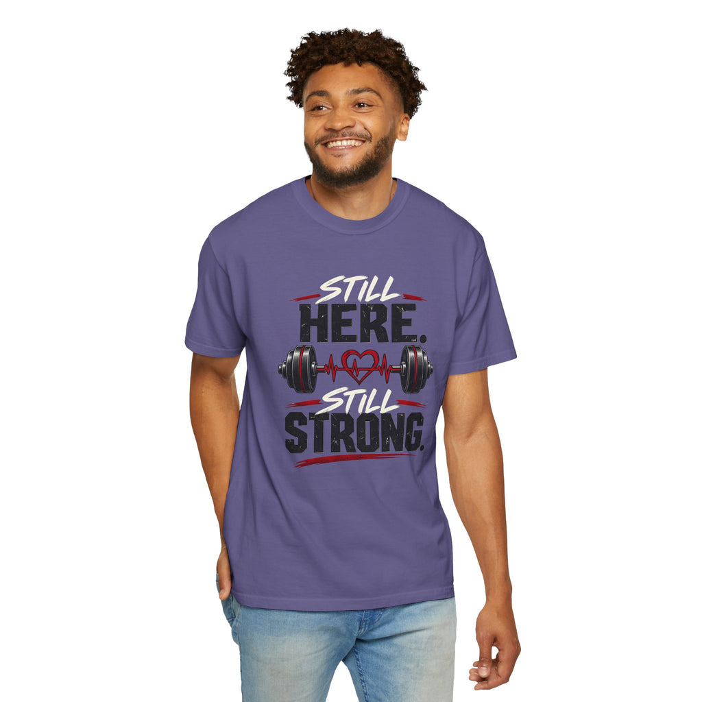 Here Strong Weightlifting TShirt Fitness Gym Graphic Tee