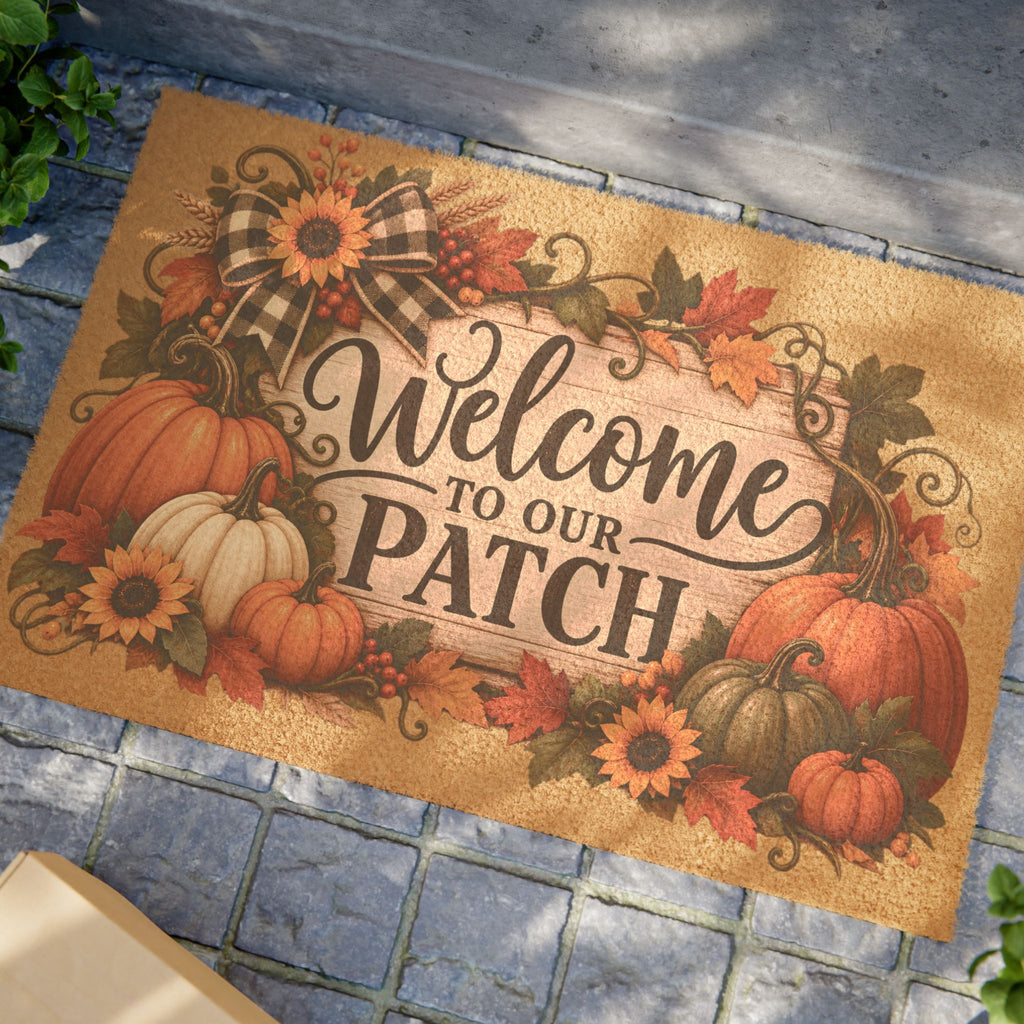 Welcome to Our Patch Fall Doormat Harvest Pumpkin Welcome Mat