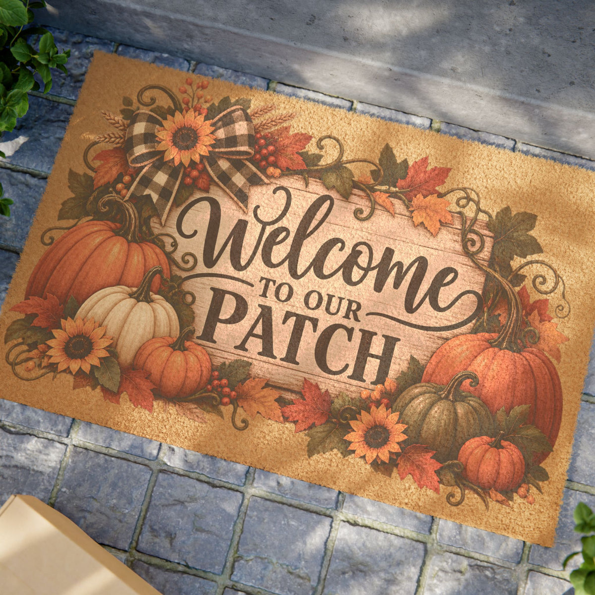 Welcome to Our Patch Fall Doormat Harvest Pumpkin Welcome Mat