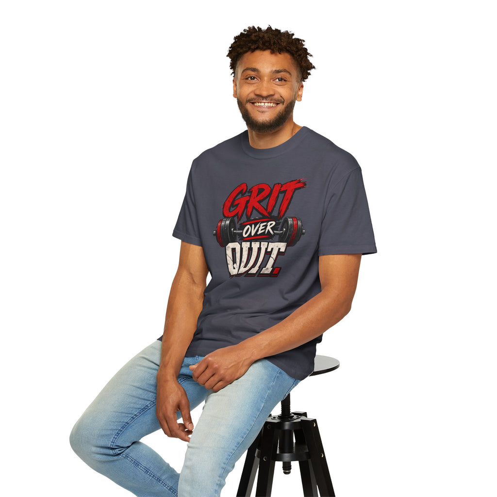 Grit Over Quit TShirt Motivational Weightlifting Gym Tee