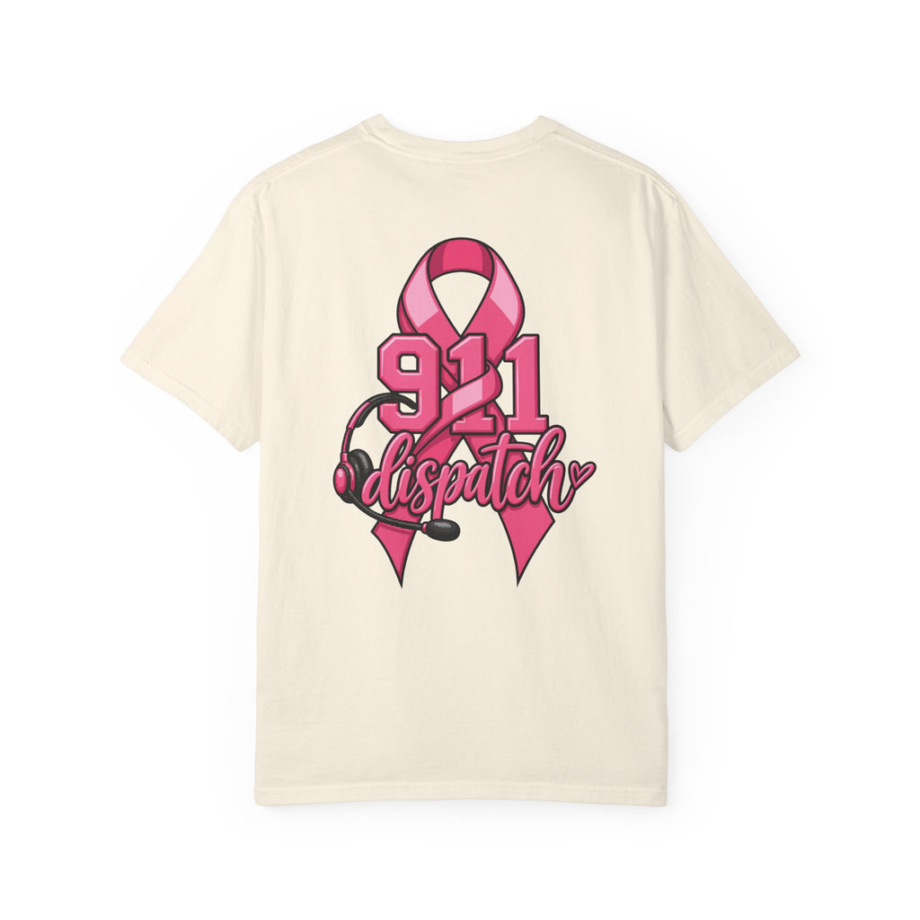 911 Dispatch Pink Ribbon T‑Shirt — Breast Cancer Awareness Dispatcher Tee