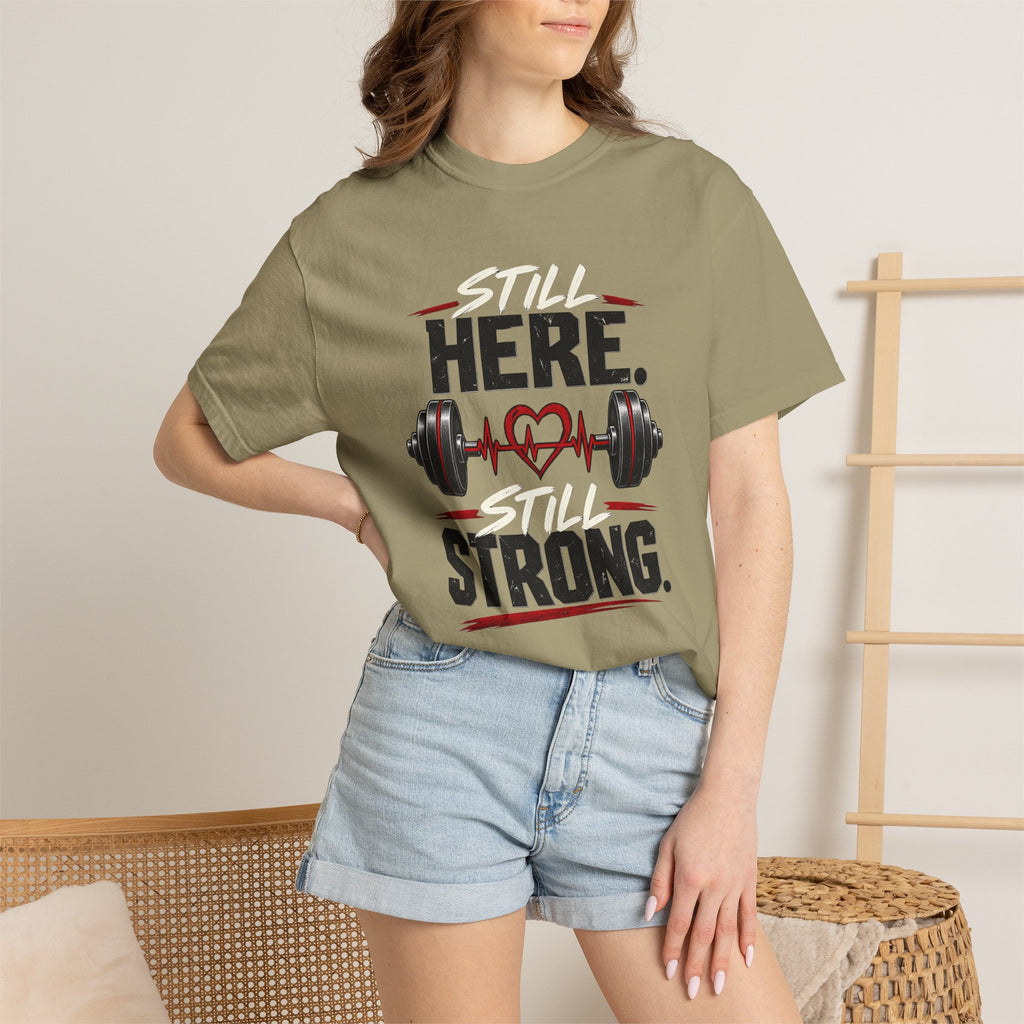 Here Strong Weightlifting TShirt Fitness Gym Graphic Tee