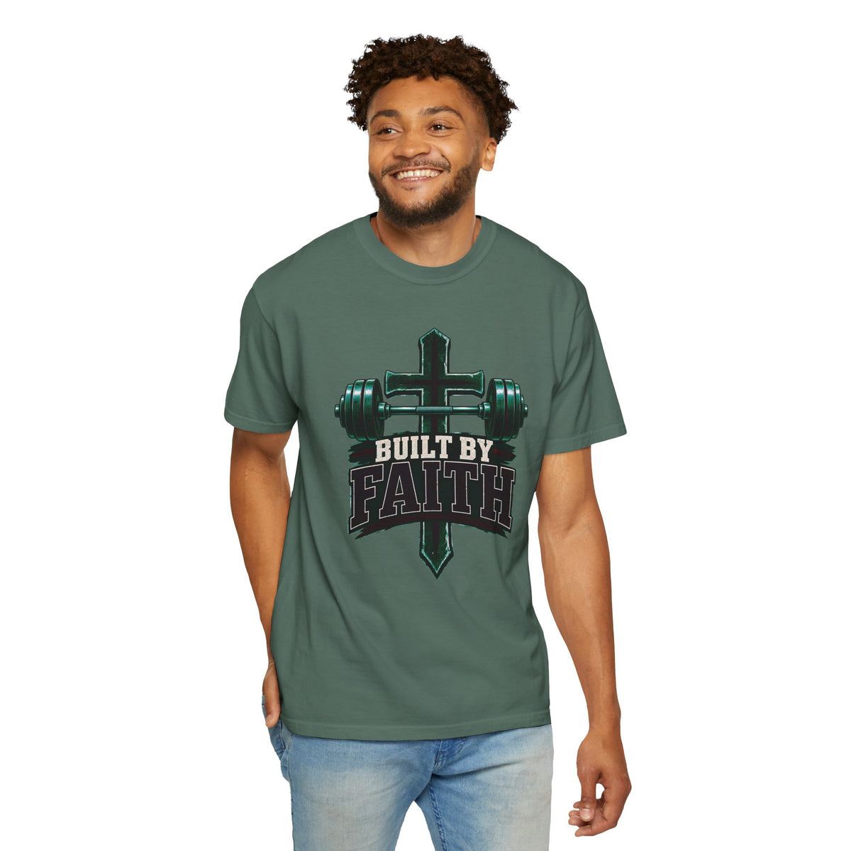Built by Faith Cross & Barbell T-Shirt