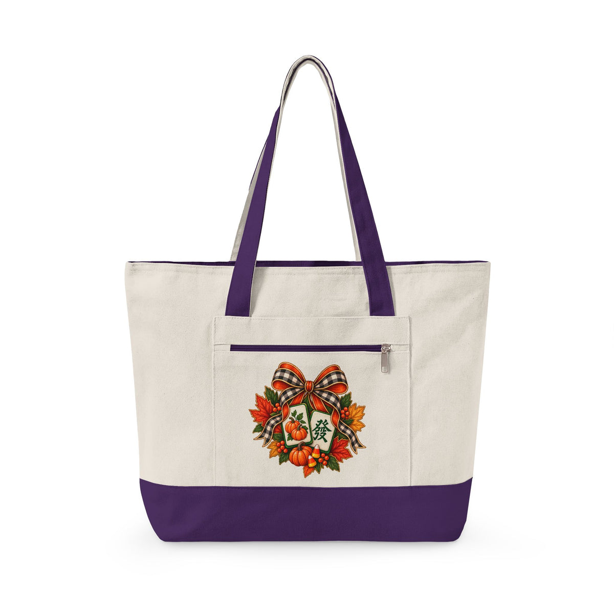 Fall Canvas Mahjong Zippered Tote