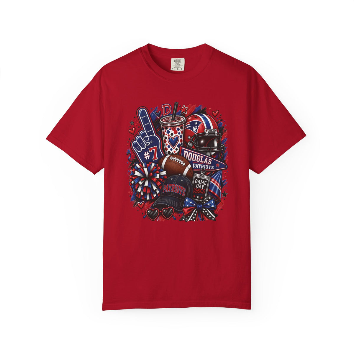 Patriotic Football Fan T-Shirt — Red White Blue Game Day Tee