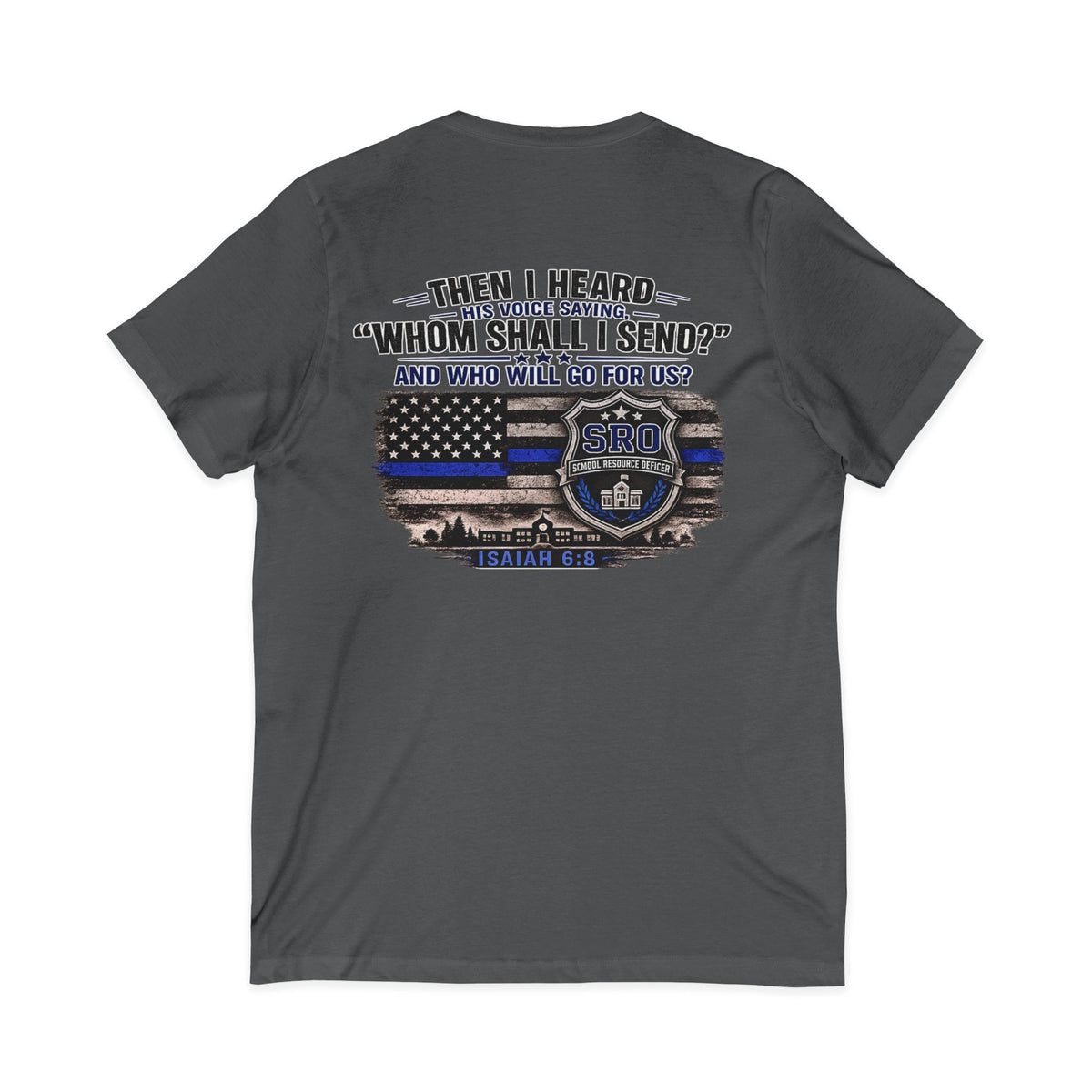 SPOUSE SRO V-Neck Tee — "Then I Heard His Voice Saying Whom Shall I Send"