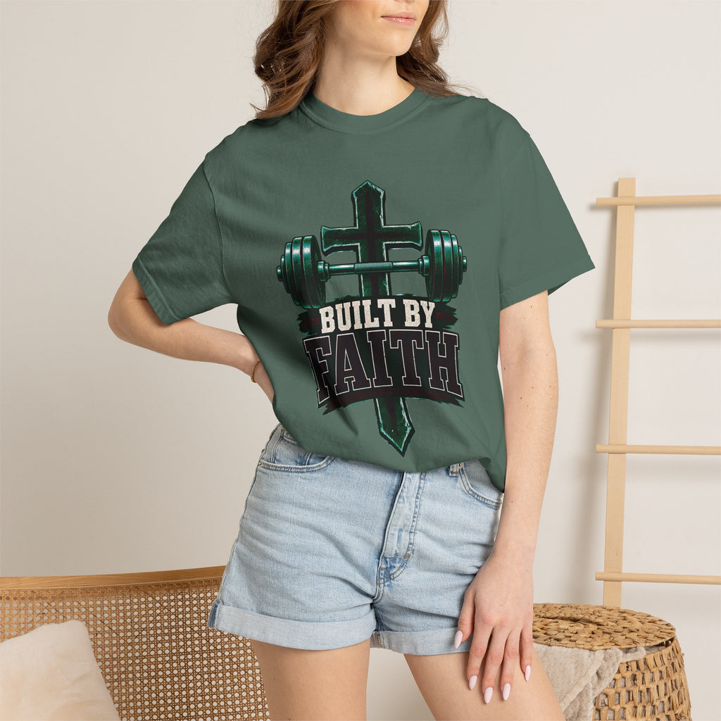 Built by Faith Cross & Barbell T-Shirt