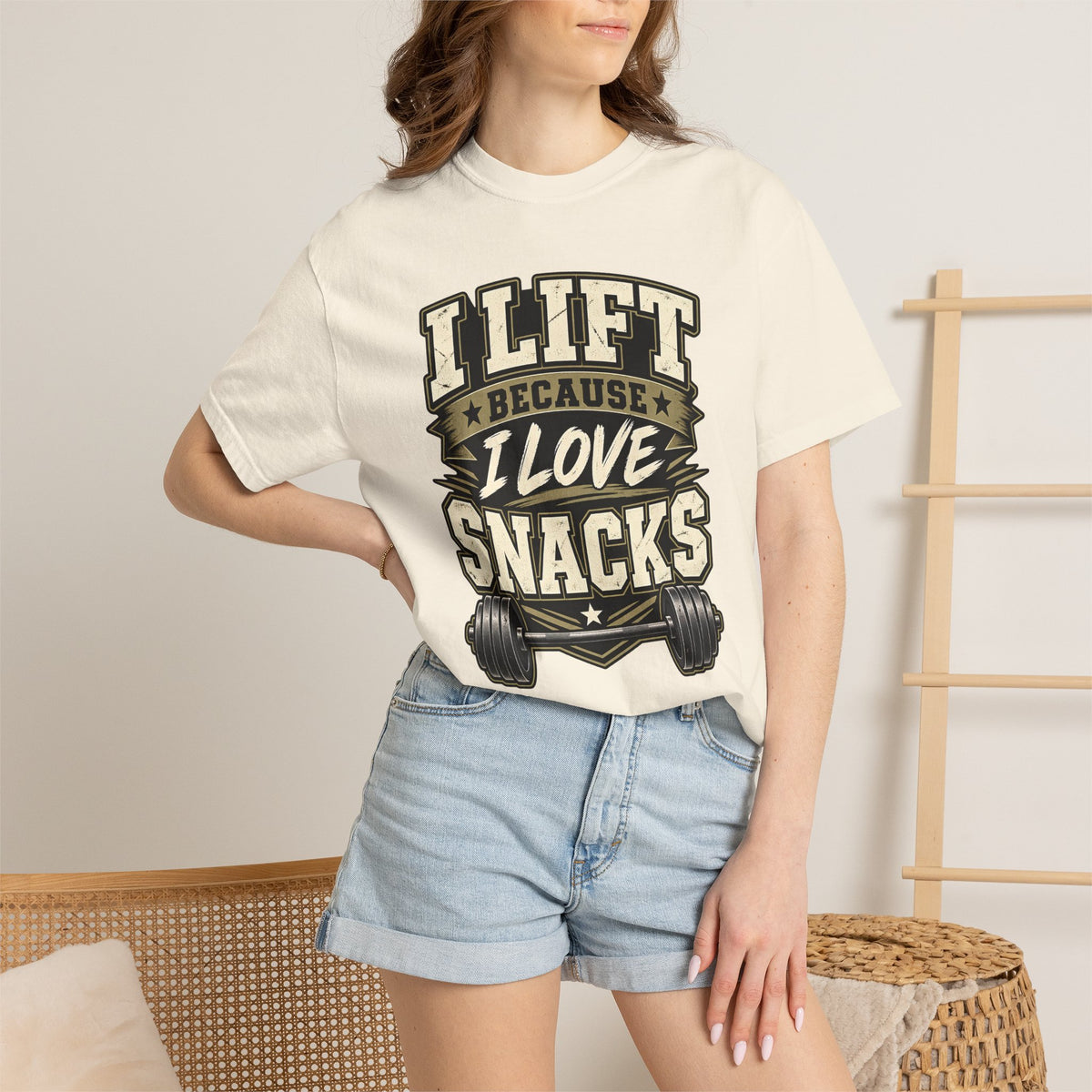 I Lift Because I Love Snacks T-Shirt — Funny Gym Weightlifting Tee