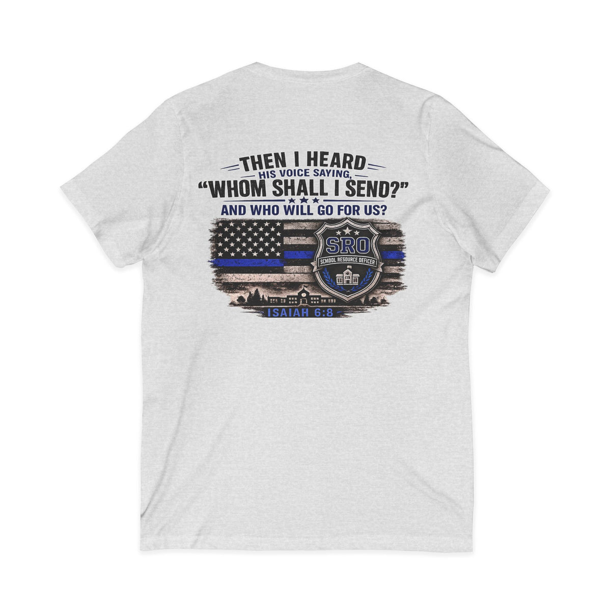 SPOUSE SRO V-Neck Tee — "Then I Heard His Voice Saying Whom Shall I Send"