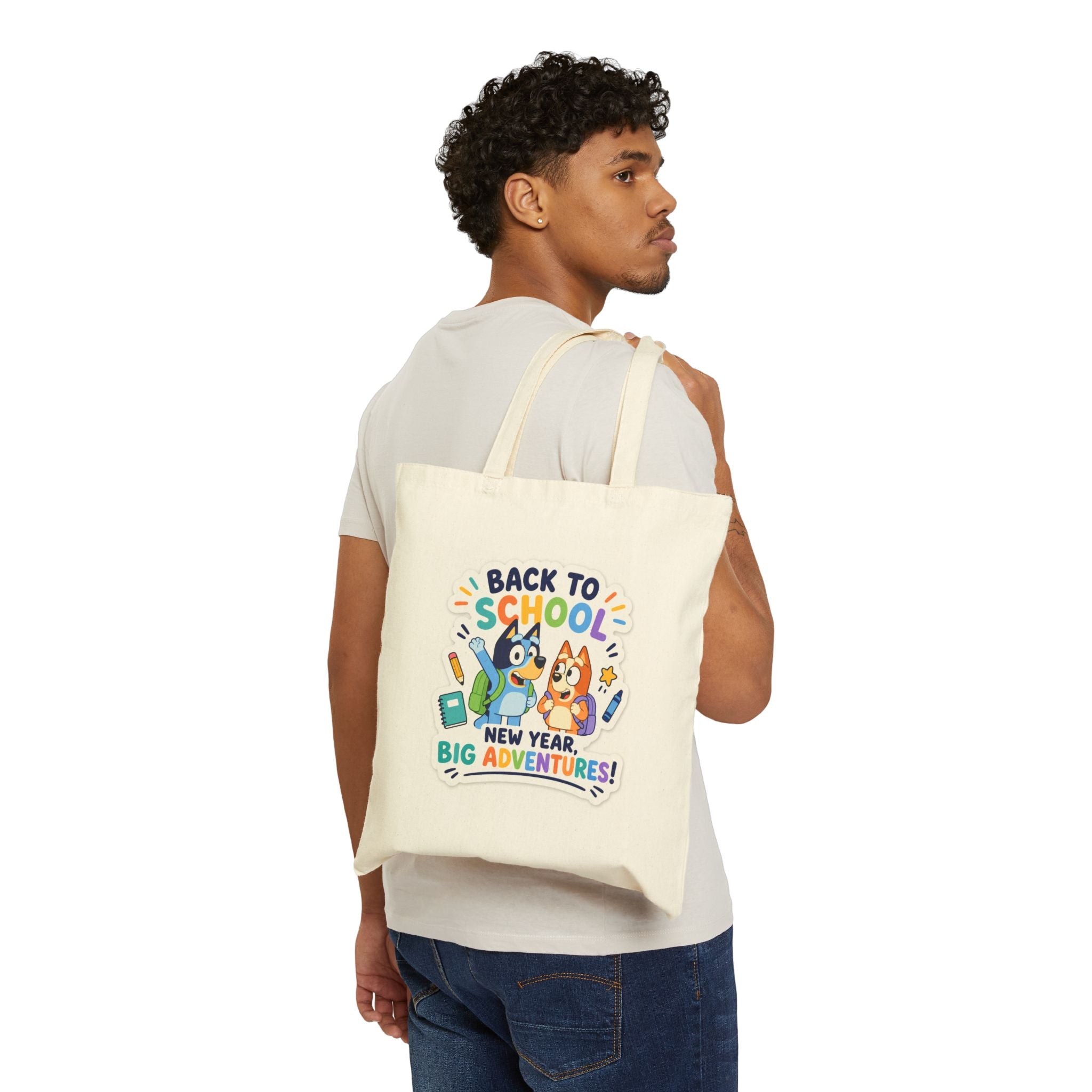 Back to School Tote Bag — "Back to School New Year Big Adventures" Canvas Tote
