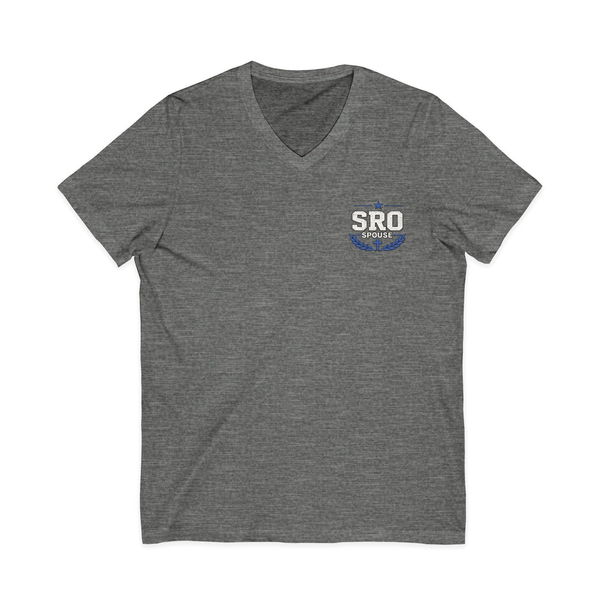 SPOUSE SRO Thin Blue Line V-Neck Tee — "Then I Heard 'Whom Shall I Send?'"